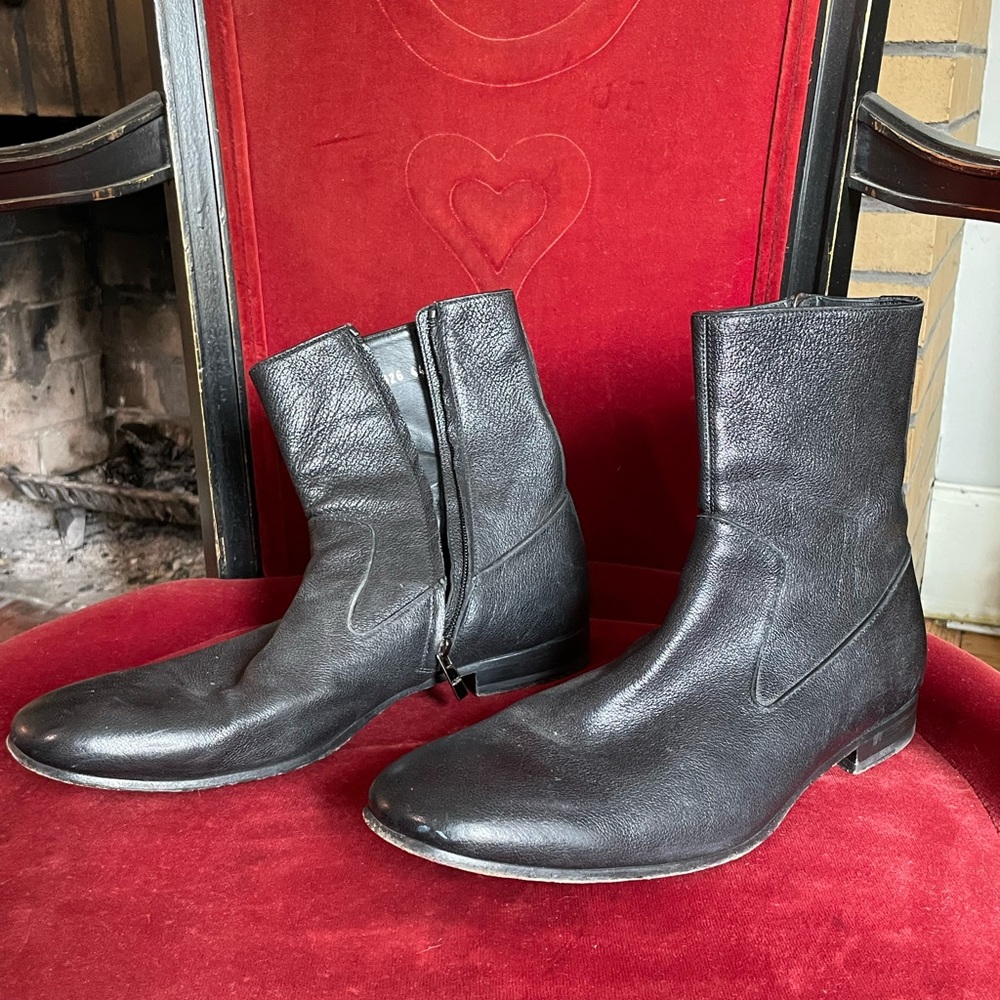 Black calfskin leather Mens Alexander McQueen size 44